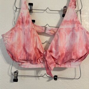 Pink Tie-Front Bikini Top